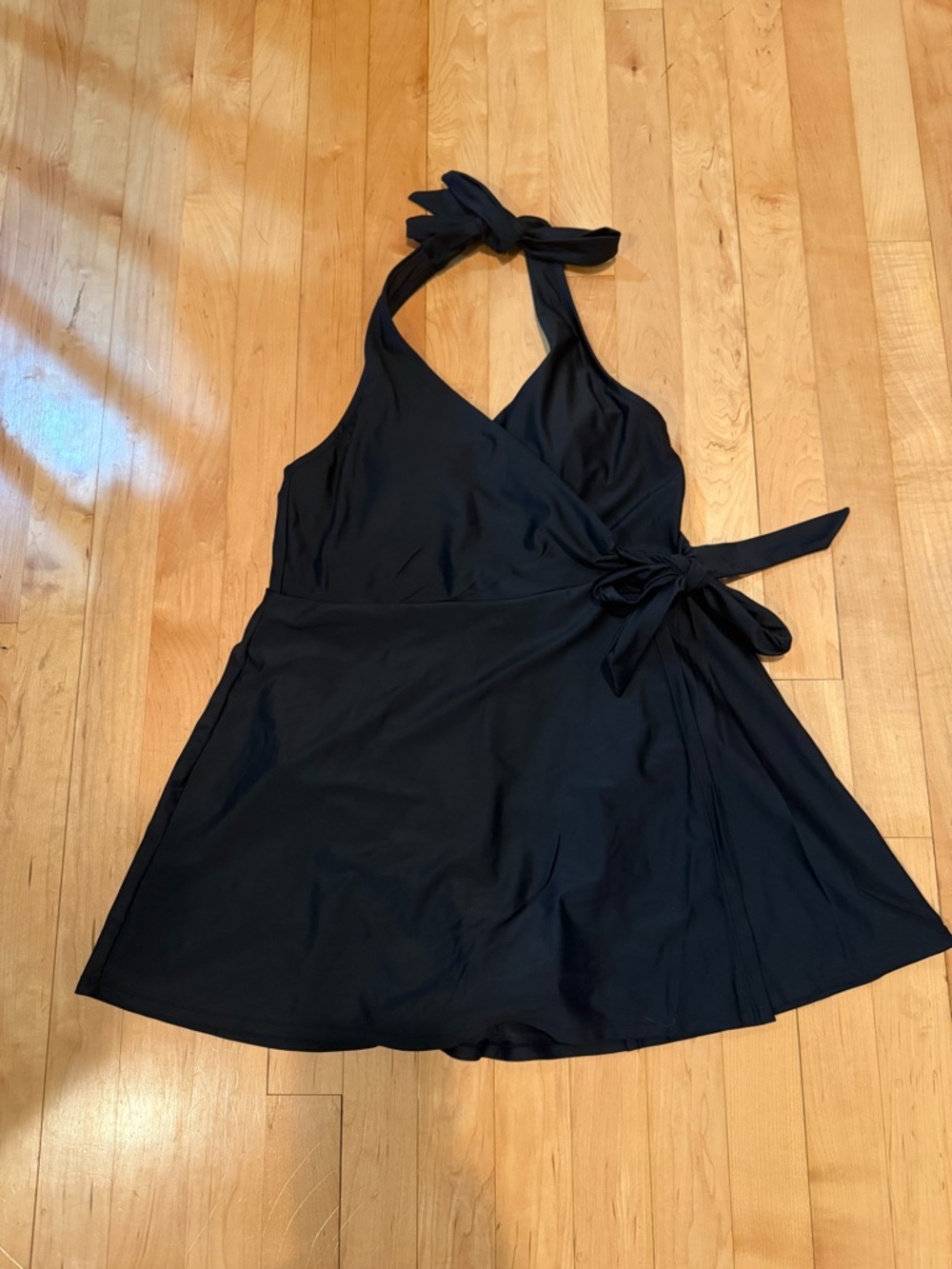 J. Crew Black Halter Swimdress with Wrap Detail